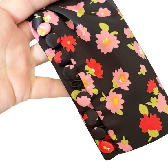 ROTATE Birger Christensen Pauline Floral Mini Dress 4 Black Pink Floral - Picture 11 of 16